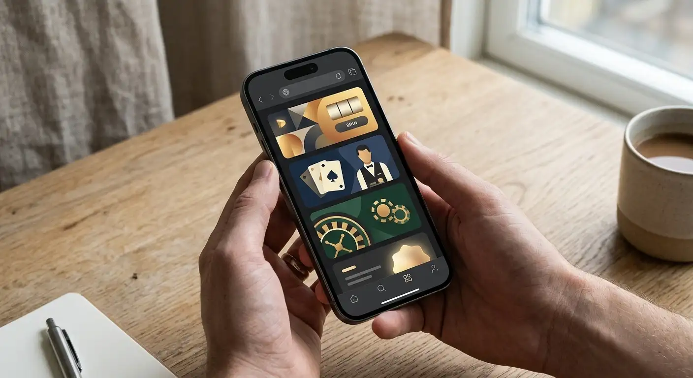 Neutral illustration af Goldenbet brugt via et mobilwebsted uden opdigtet brugerflade til en mobilapplikation
